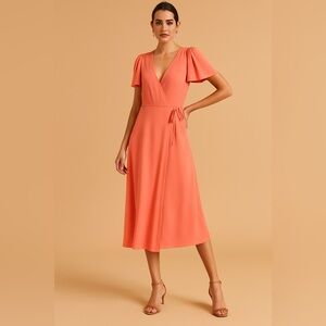 Abercrombie & Fitch Pink Angel Sleeve Wrap Midi Dress